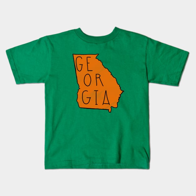 The State of Georgia - Orange Kids T-Shirt by loudestkitten